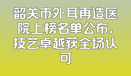 韶关市外耳再造医院上榜名单公布，技艺卓越获全场认可