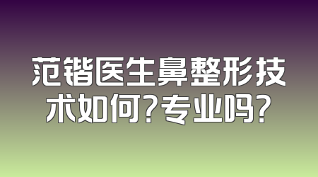 范锴医生鼻整形技术如何？专业吗？