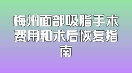 梅州面部吸脂手术费用和术后恢复指南