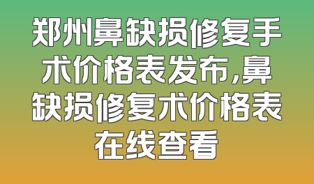 郑州鼻缺损修复手术价格表发布，鼻缺损修复术价格表在线查看