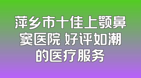 萍乡市十佳上颚鼻窦医院 好评如潮的医疗服务
