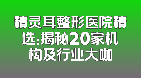 精灵耳整形医院精选：揭秘20家机构及行业大咖