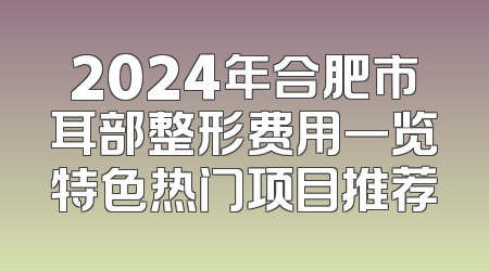 2024年合肥市耳部整形费用一览特色热门项目推荐
