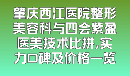 肇庆西江医院整形美容科与四会紫盈医美技术比拼，实力口碑及价格一览