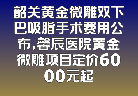 韶关黄金微雕双下巴吸脂手术费用公布，馨辰医院黄金微雕项目定价6000元起