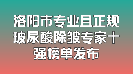 洛阳市专业且正规玻尿酸除皱专家十强榜单发布