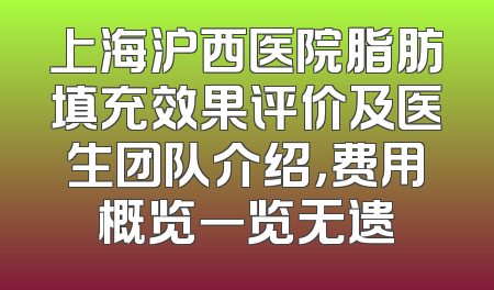 上海沪西医院脂肪填充效果评价及医生团队介绍，费用概览一览无遗