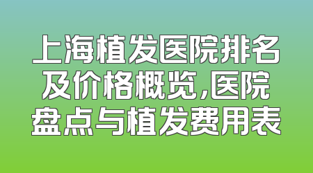 上海植发医院排名及价格概览，医院盘点与植发费用表