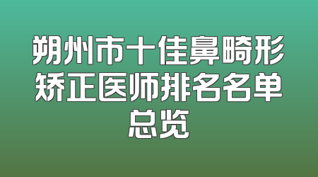 朔州市十佳鼻畸形矫正医师排名名单总览