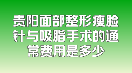 贵阳面部整形瘦脸针与吸脂手术的通常费用是多少