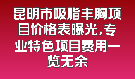 昆明市吸脂丰胸项目价格表曝光，专业特色项目费用一览无余