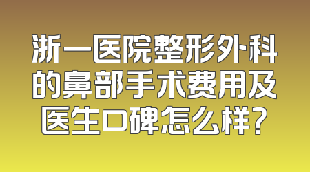 浙一医院整形外科的鼻部手术费用及医生口碑怎么样？