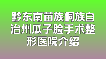 黔东南苗族侗族自治州瓜子脸手术整形医院介绍