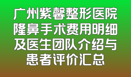 广州紫馨整形医院隆鼻手术费用明细及医生团队介绍与患者评价汇总