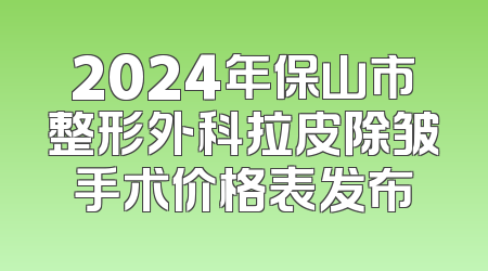 2024年保山市整形外科拉皮除皱手术价格表发布