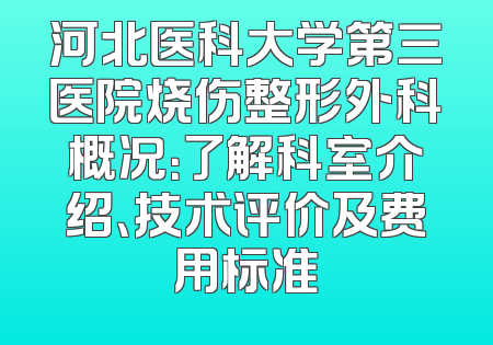 河北医科大学第三医院烧伤整形外科概况：了解科室介绍、技术评价及费用标准