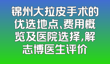 锦州大拉皮手术的优选地点、费用概览及医院选择，解志博医生评价