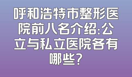 呼和浩特市整形医院前八名介绍：公立与私立医院各有哪些？