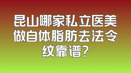 昆山哪家私立医美做自体脂肪去法令纹靠谱？