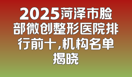 2025菏泽市脸部微创整形医院排行前十，机构名单揭晓