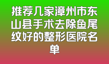 推荐几家漳州市东山县手术去除鱼尾纹好的整形医院名单