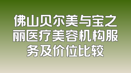 佛山贝尔美与宝之丽医疗美容机构服务及价位比较