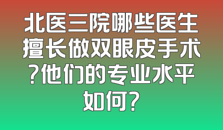 北医三院哪些医生擅长做双眼皮手术？他们的专业水平如何？