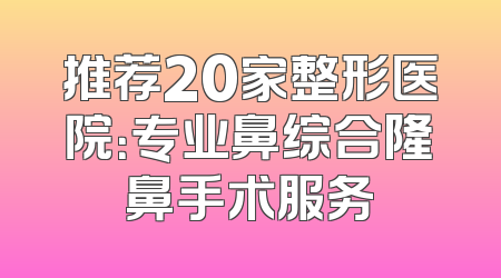 推荐20家整形医院：专业鼻综合隆鼻手术服务