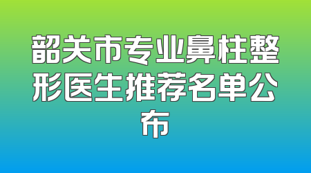 韶关市专业鼻柱整形医生推荐名单公布