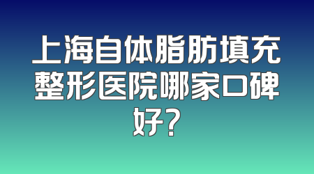 上海自体脂肪填充整形医院哪家口碑好？