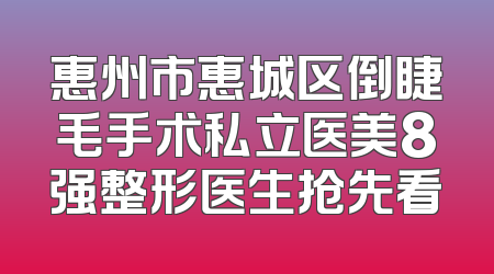 惠州市惠城区倒睫毛手术私立医美8强整形医生抢先看