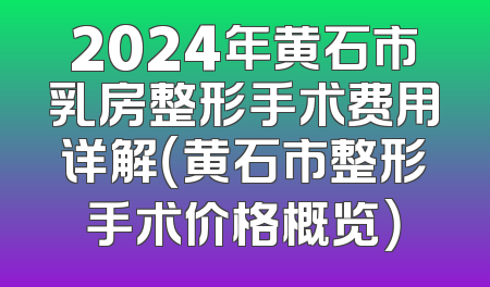 2024年黄石市乳房整形手术费用详解（黄石市整形手术价格概览）