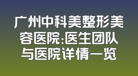 广州中科美整形美容医院：医生团队与医院详情一览