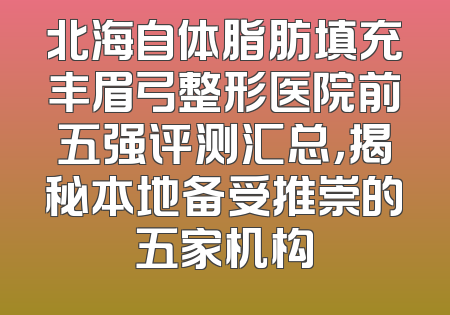 北海自体脂肪填充丰眉弓整形医院前五强评测汇总，揭秘本地备受推崇的五家机构