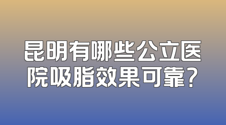昆明有哪些公立医院吸脂效果可靠？