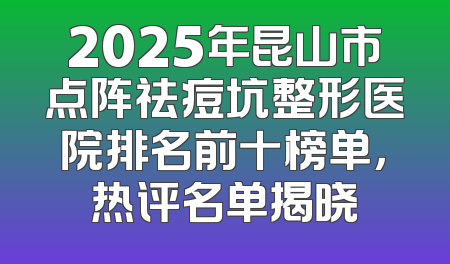 2025年昆山市点阵祛痘坑整形医院排名前十榜单，热评名单揭晓