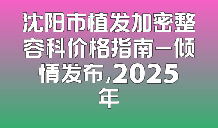 沈阳市植发加密整容科价格指南_倾情发布，2025年