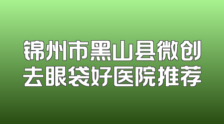 锦州市黑山县微创去眼袋好医院推荐