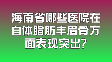 海南省哪些医院在自体脂肪丰眉骨方面表现突出？