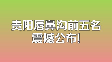 贵阳唇鼻沟前五名震撼公布！