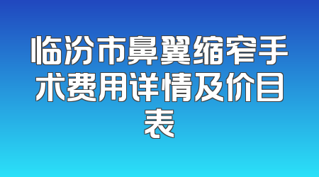 临汾市鼻翼缩窄手术费用详情及价目表