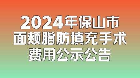2024年保山市面颊脂肪填充手术费用公示公告
