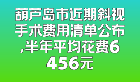 葫芦岛市近期斜视手术费用清单公布，半年平均花费6456元