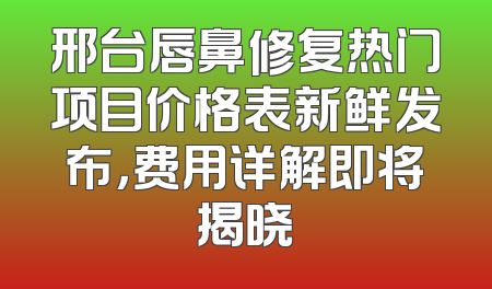 邢台唇鼻修复热门项目价格表新鲜发布，费用详解即将揭晓