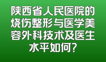 陕西省人民医院的烧伤整形与医学美容外科技术及医生水平如何？