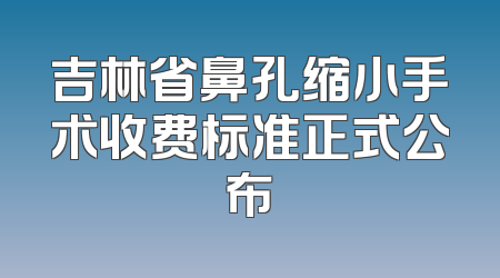 吉林省鼻孔缩小手术收费标准正式公布