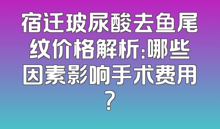 宿迁玻尿酸去鱼尾纹价格解析：哪些因素影响手术费用？