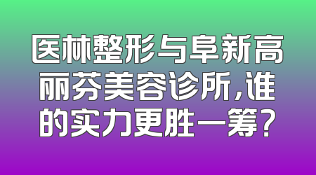 医林整形与阜新高丽芬美容诊所，谁的实力更胜一筹？