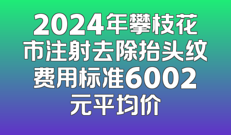 2024年攀枝花市注射去除抬头纹费用标准6002元平均价