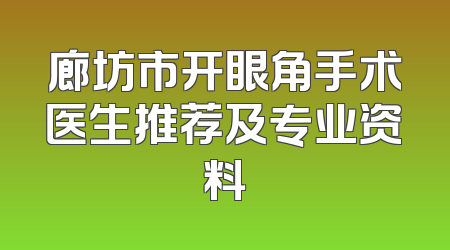 廊坊市开眼角手术医生推荐及专业资料